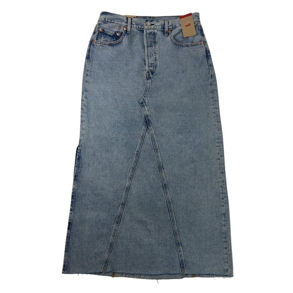 Levi’s Premium Iconic Long Denim Maxi Skirt  Blue Size 30 / 10 / Medium NWT - Picture 2 of 15